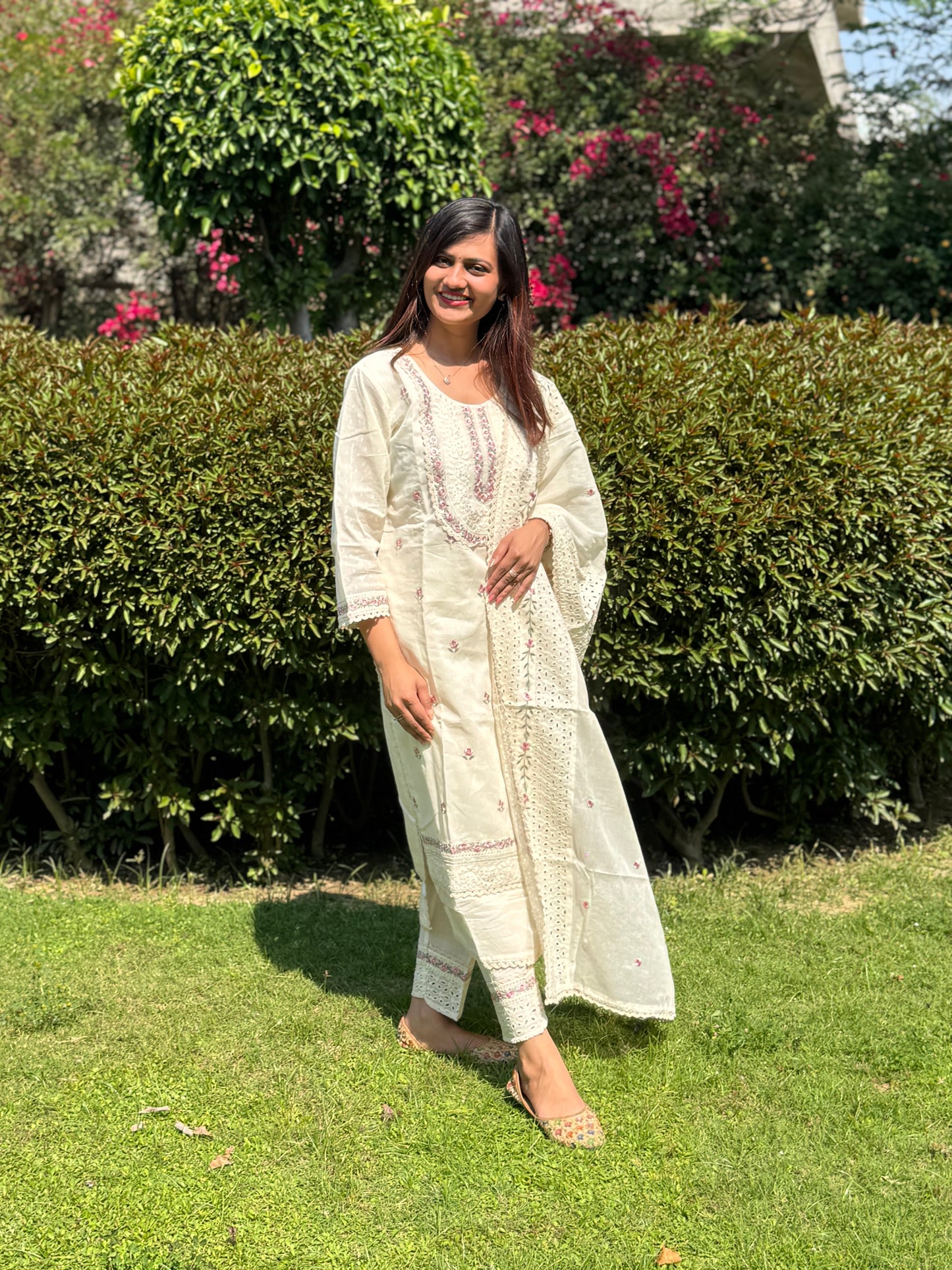 Pure Cotton Embroidered Floral Kurta Set