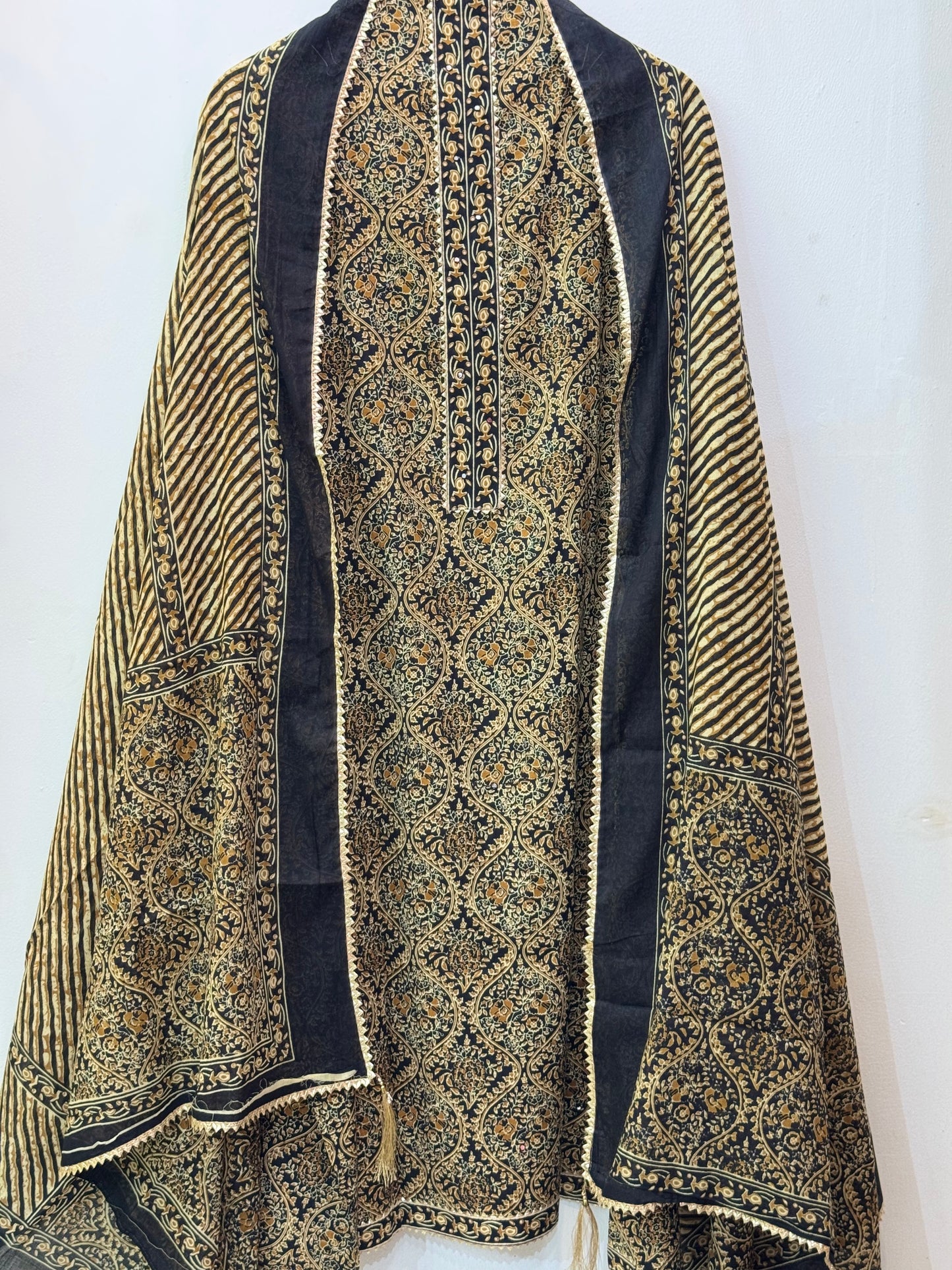 Jaipuri Gota Work Suit with mulmul Dupatta