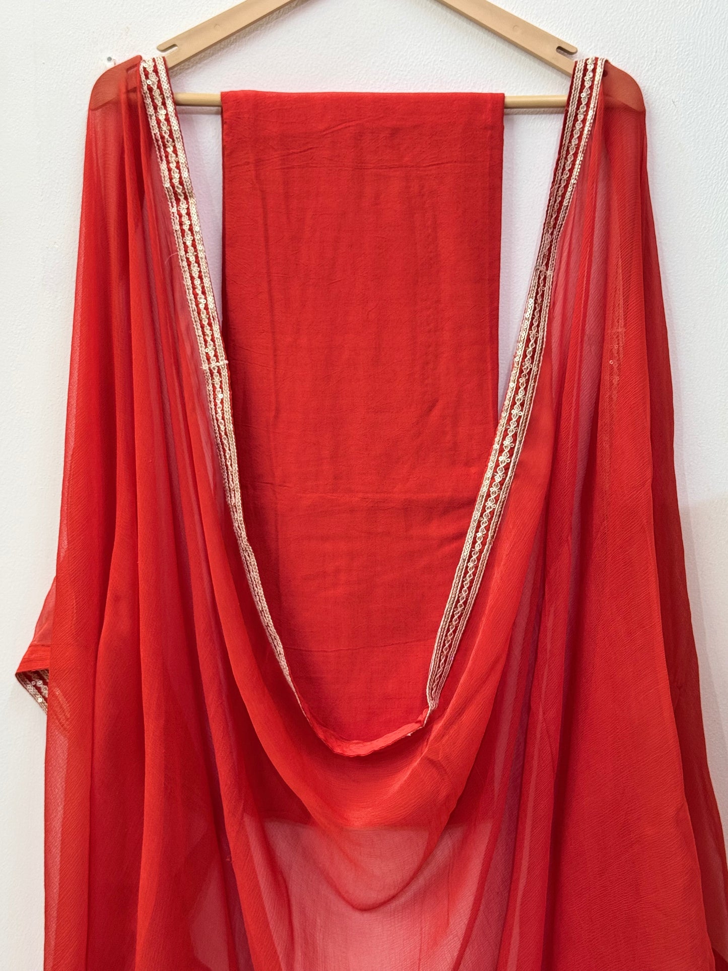 Beautiful Muslin Silk Suit with Machine Embroidery