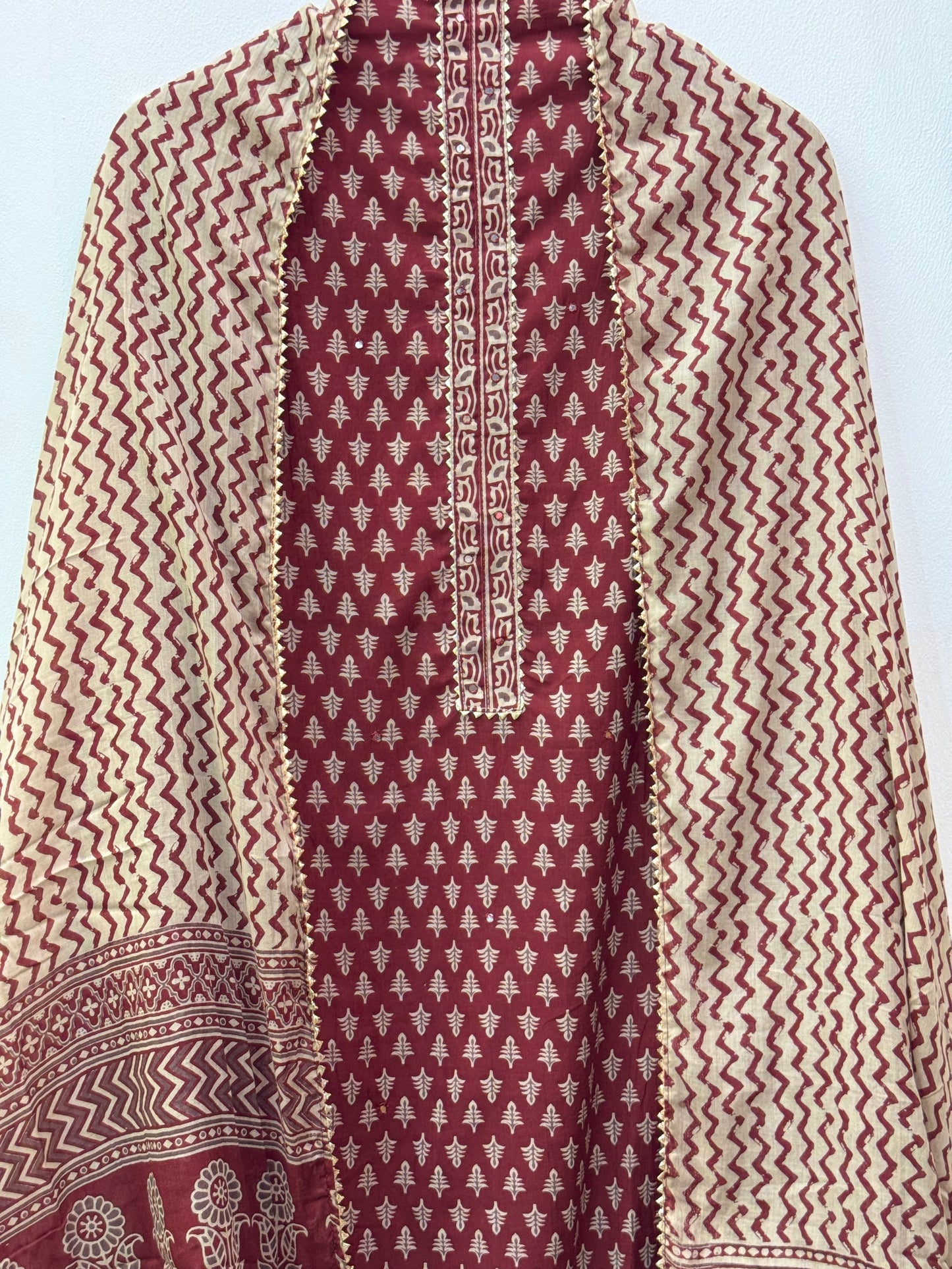 Jaipuri Gota Work Suit with mulmul Dupatta