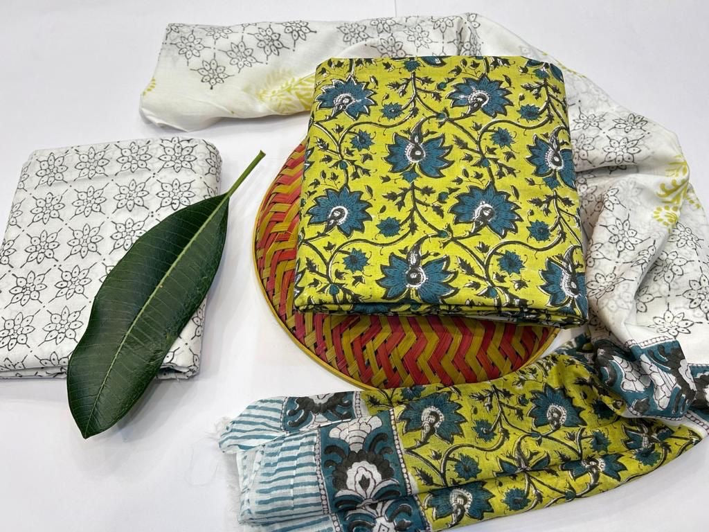 Jaipuri Cotton Suit With Cotton Dupatta