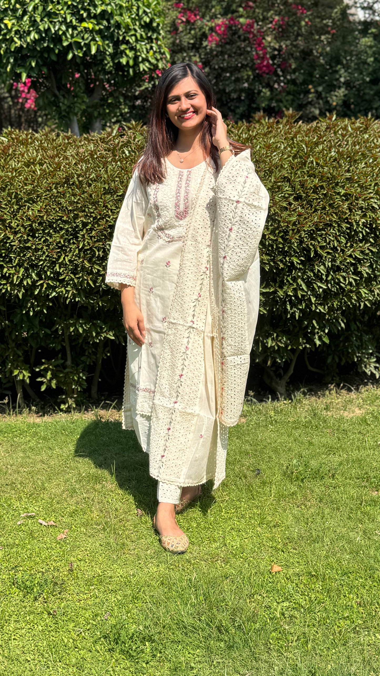Pure Cotton Embroidered Floral Kurta Set
