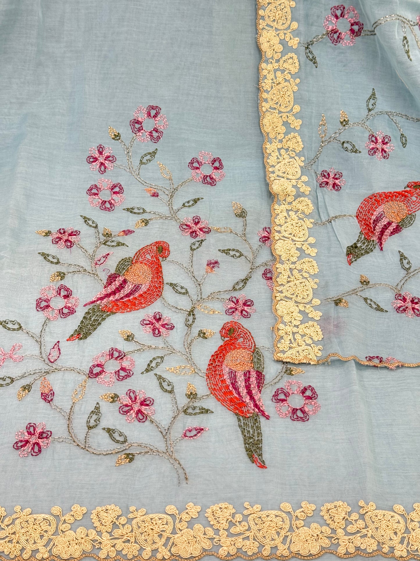 Designer MulMul Suit with Heavy Embroidery