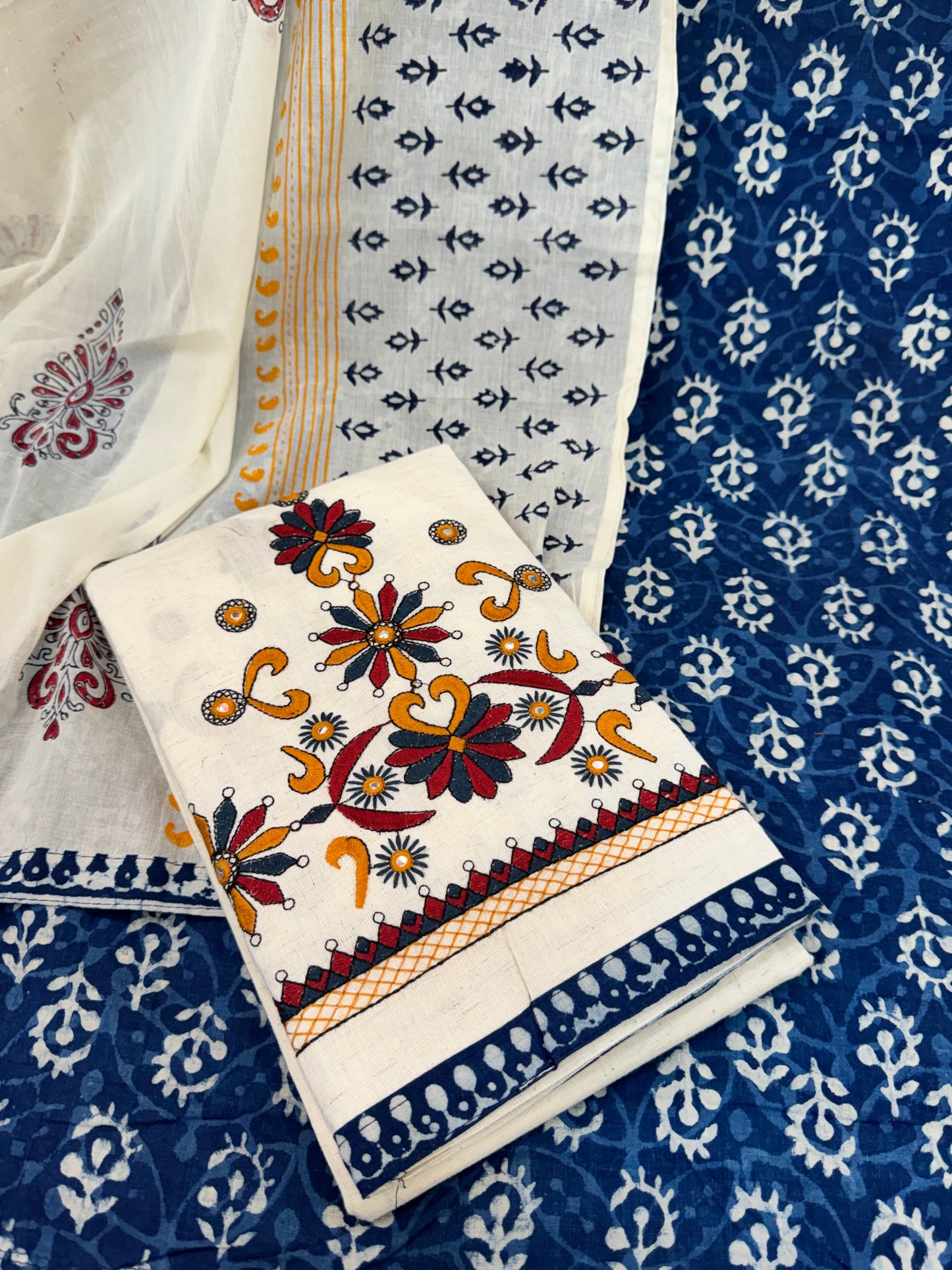 Pure Cotton Suit with heavy Embroidered Work