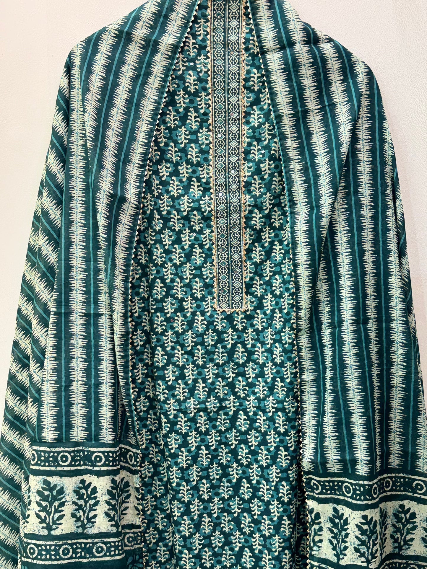Jaipuri Gota Work Suit with mulmul Dupatta