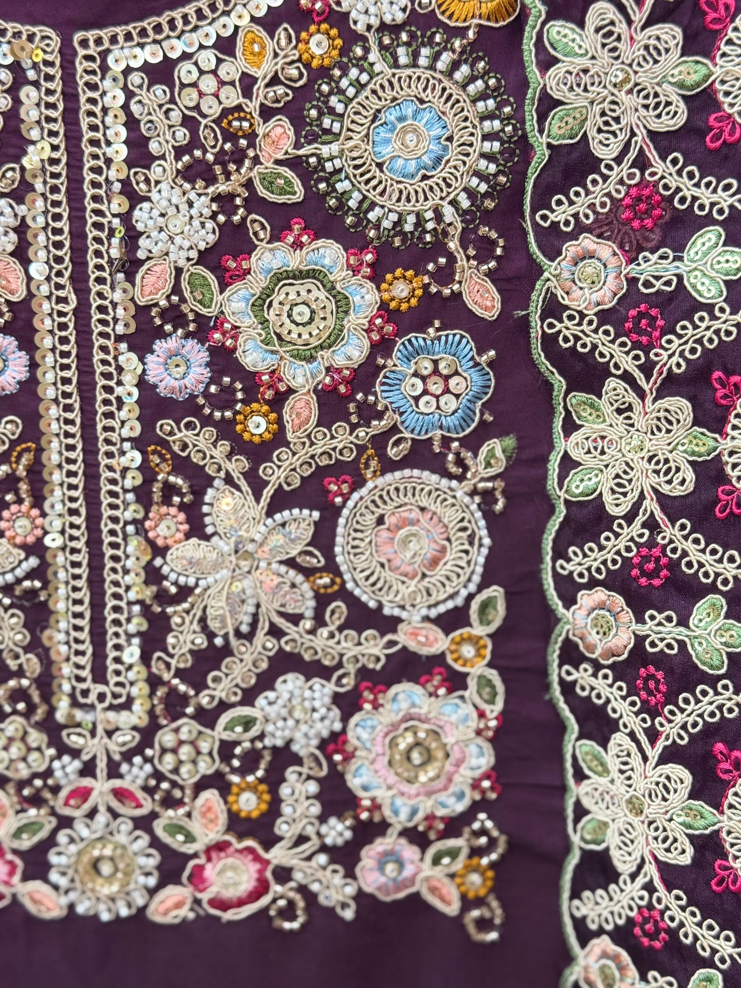Designer Silk Suit with Hand Embroidery