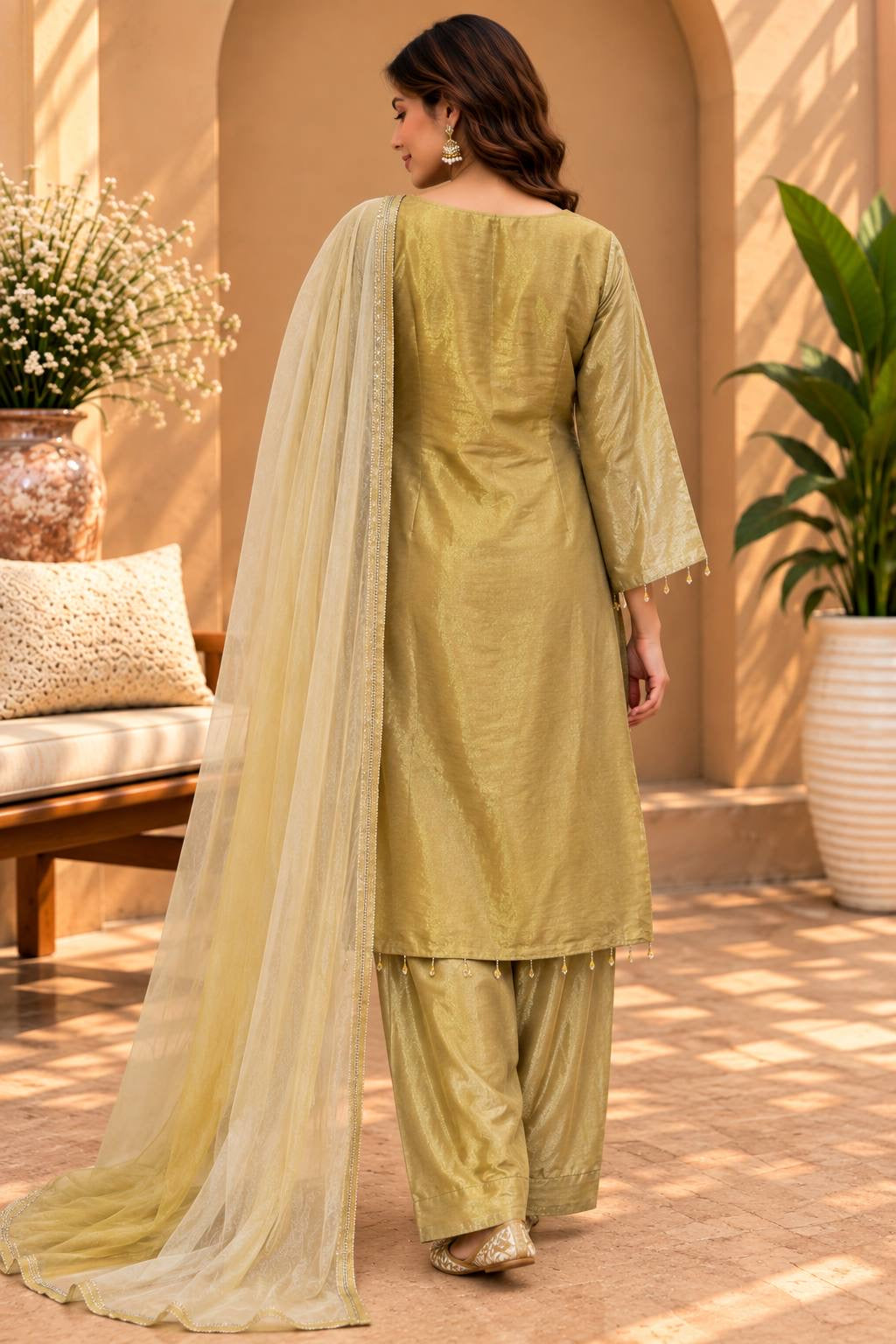 Shimmer Silk A Line Suit