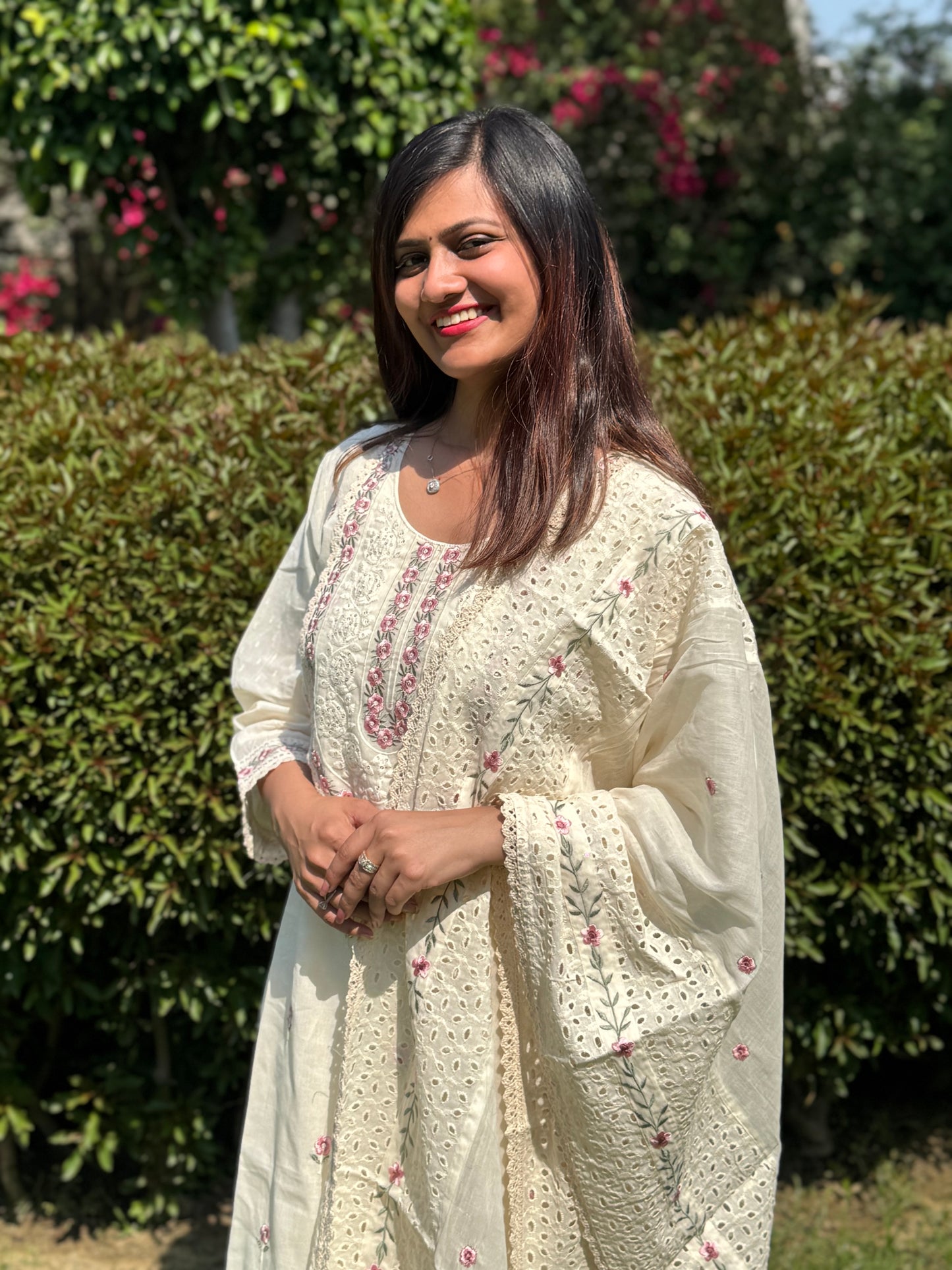 Pure Cotton Embroidered Floral Kurta Set
