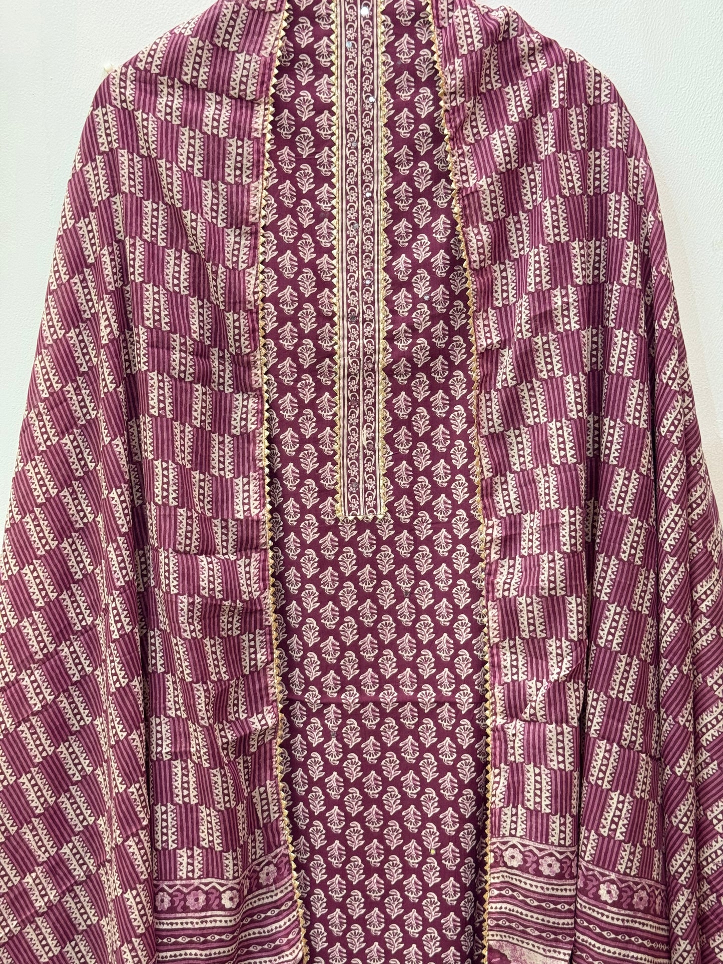 Jaipuri Gota Work Suit with mulmul Dupatta