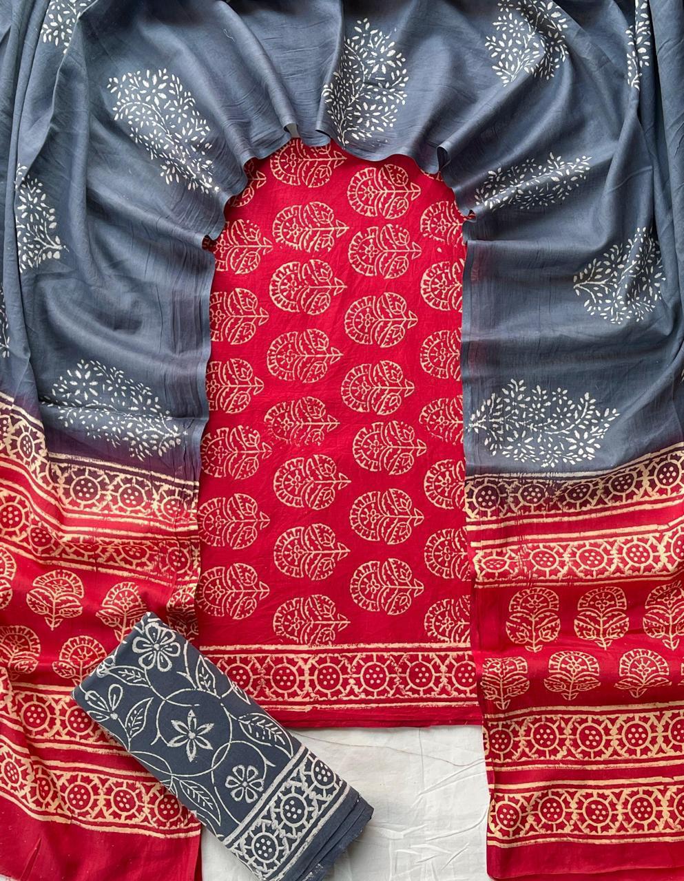 Jaipuri Cotton Suit With Cotton Dupatta