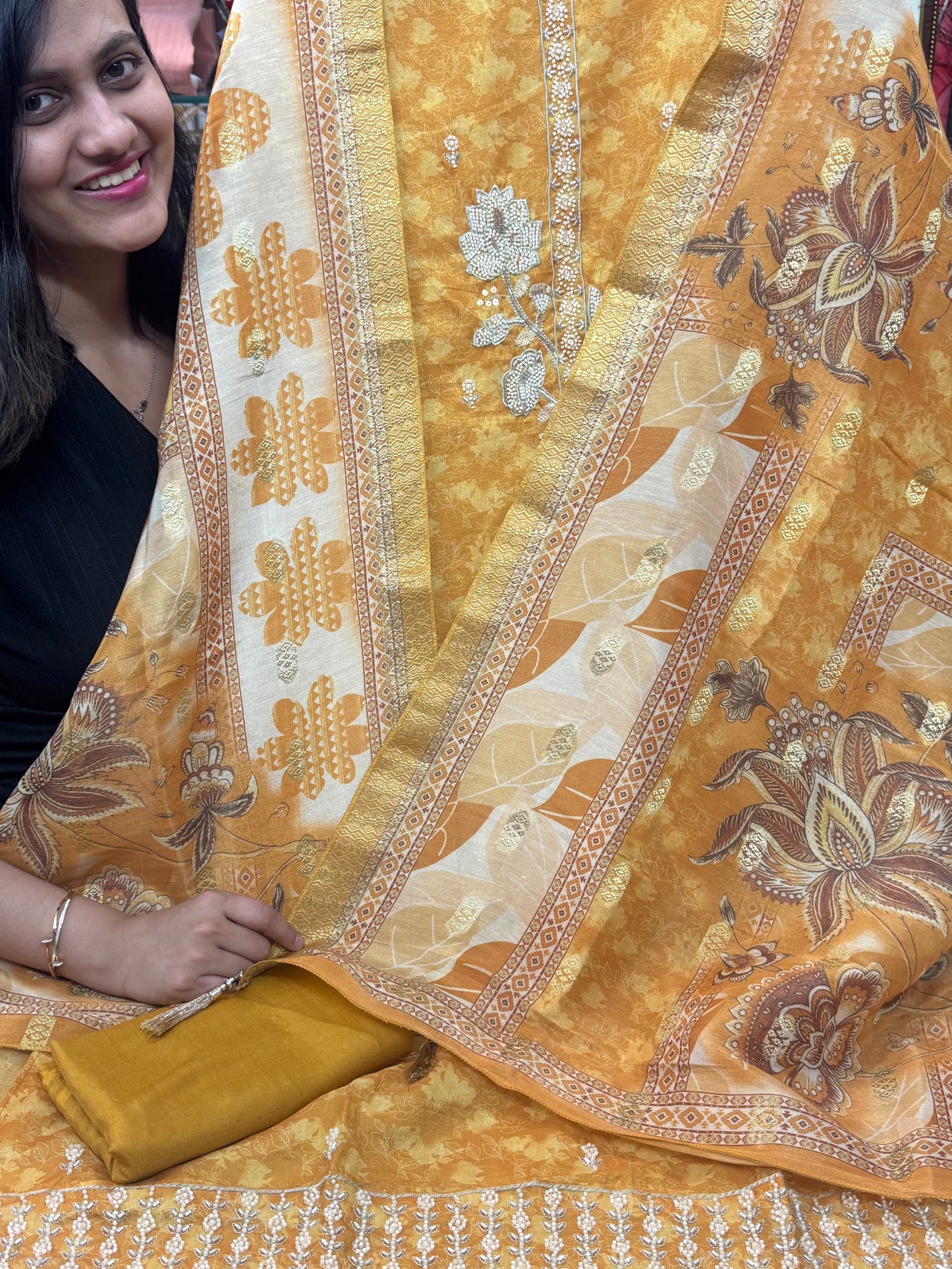 Hand Embroidered Shimmer Silk