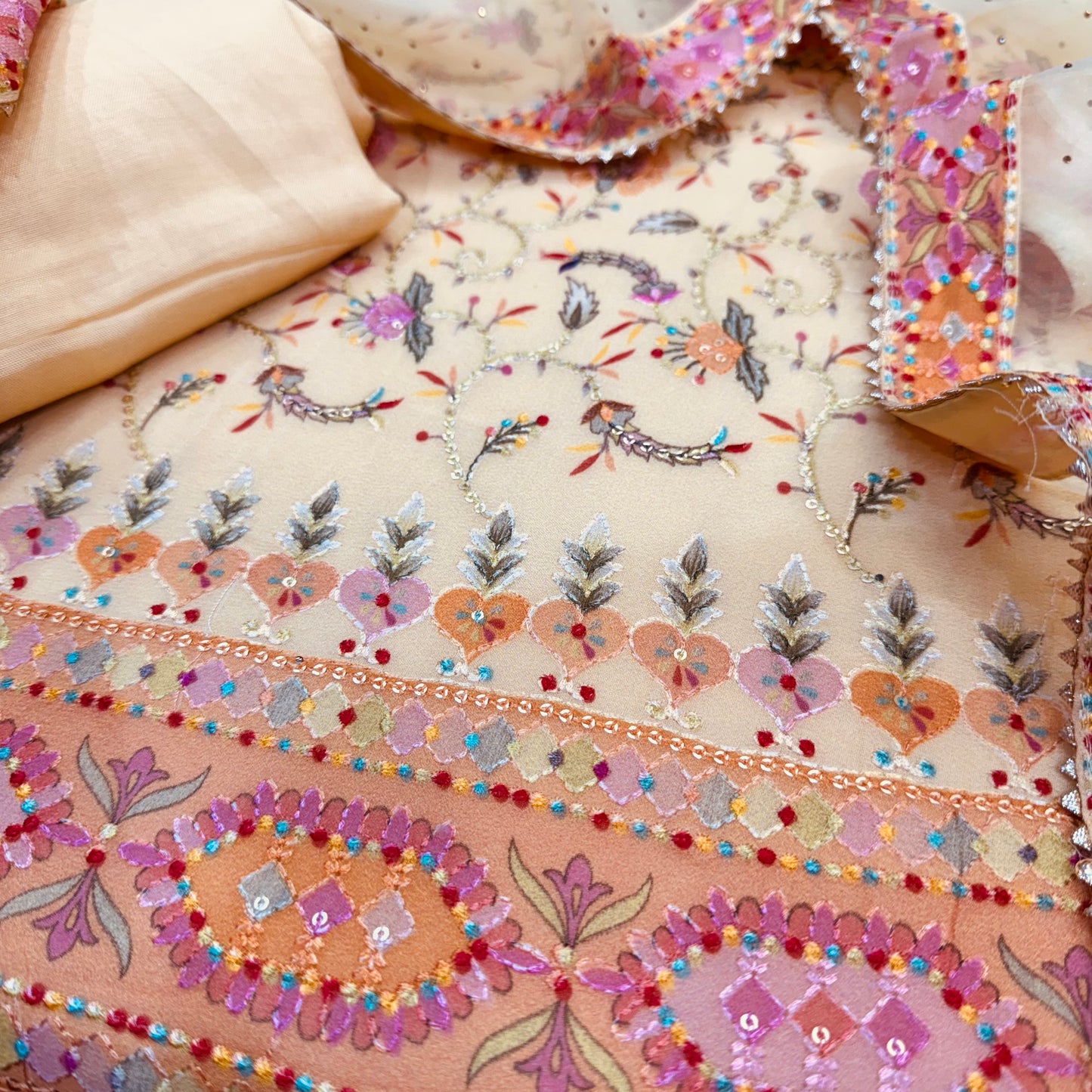 Heavy French Knot Work Georgette Suit