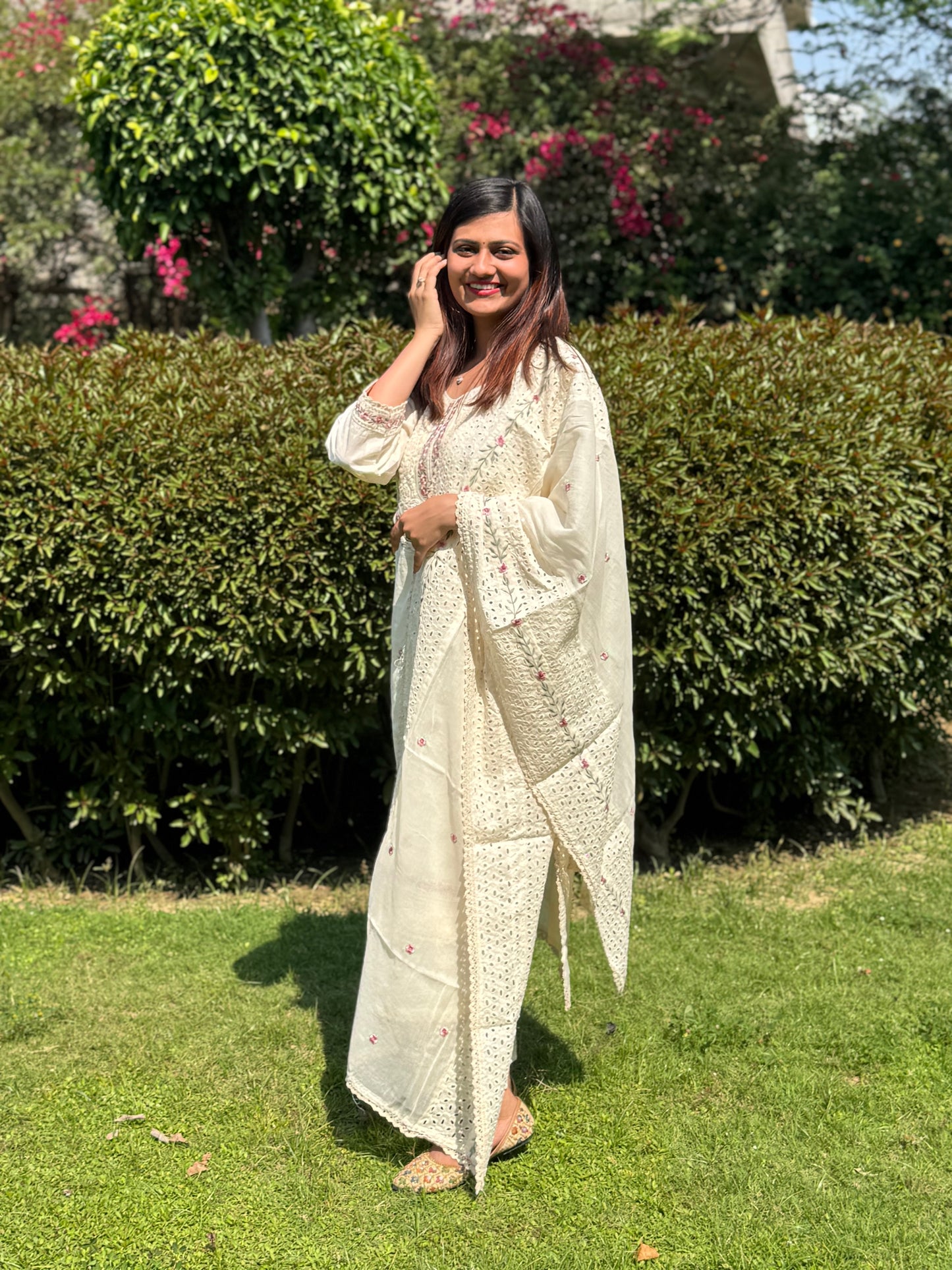 Pure Cotton Embroidered Floral Kurta Set