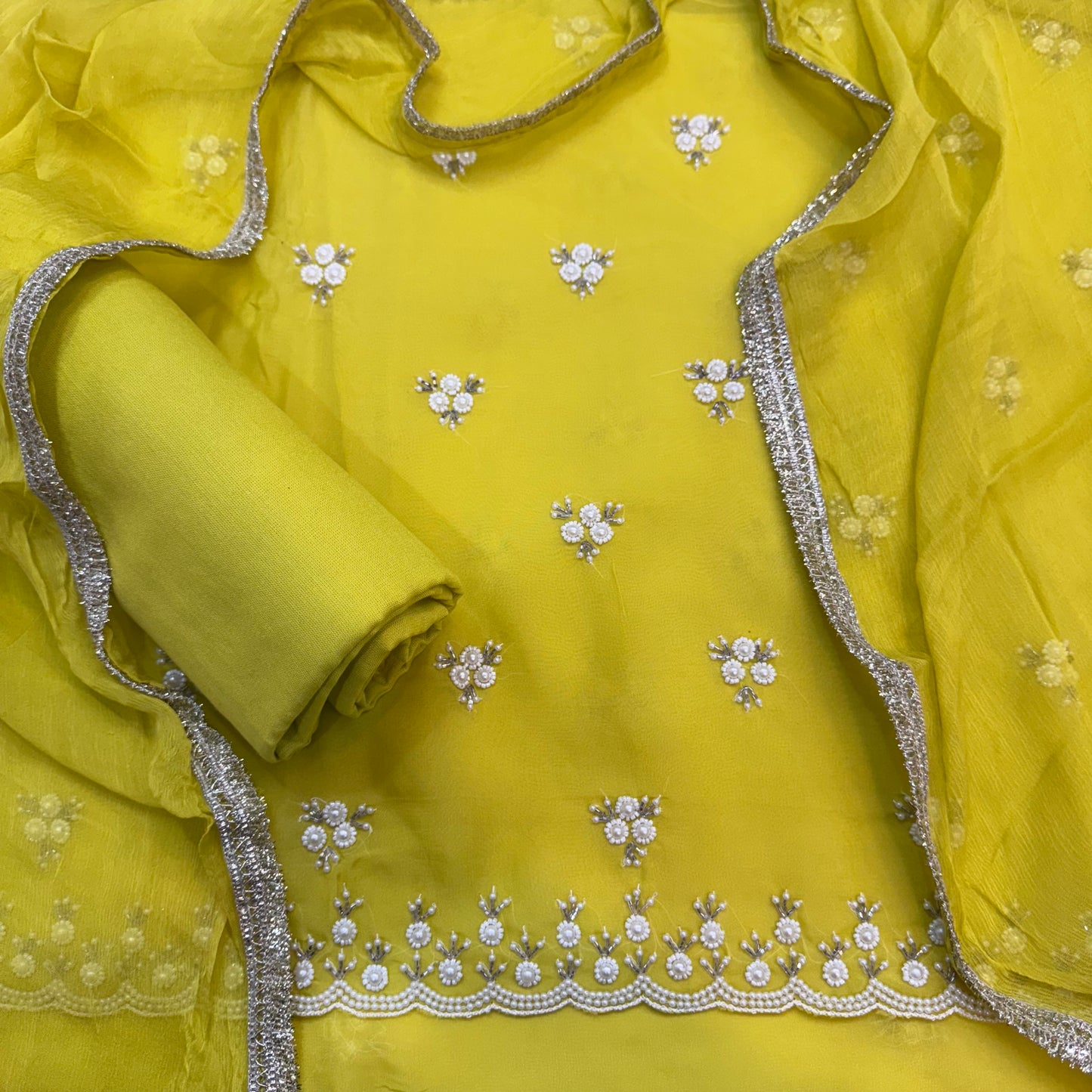 Beautiful Pearl Work Georgette Suit