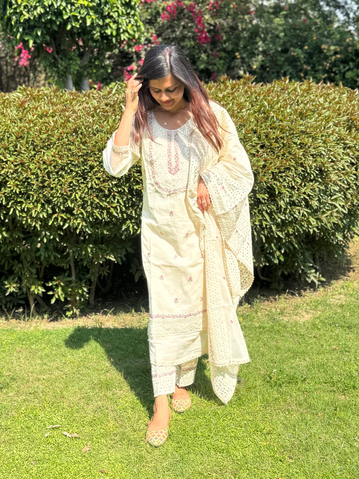 Pure Cotton Embroidered Floral Kurta Set