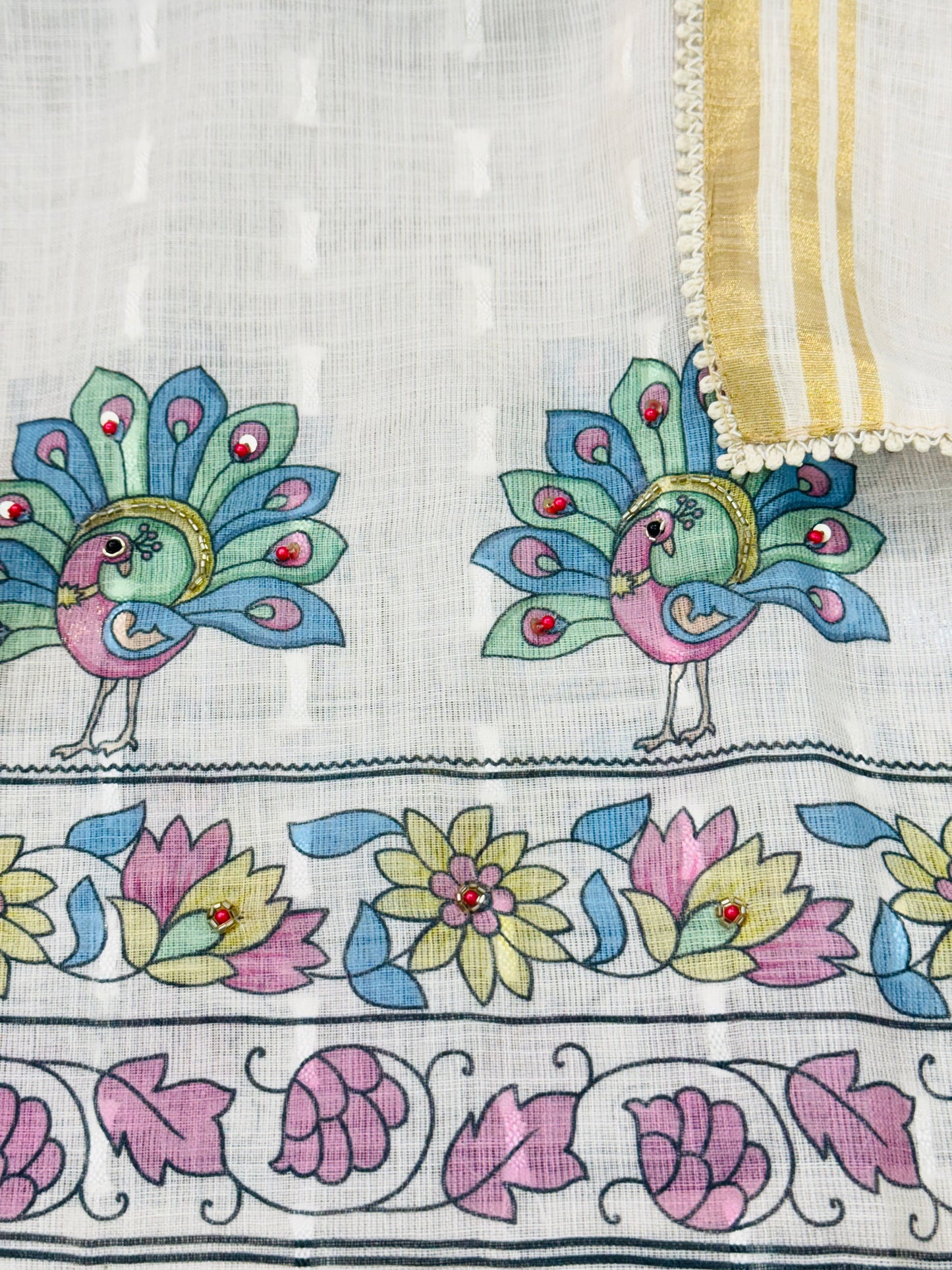 Shimmer Linen Embroidered Suit
