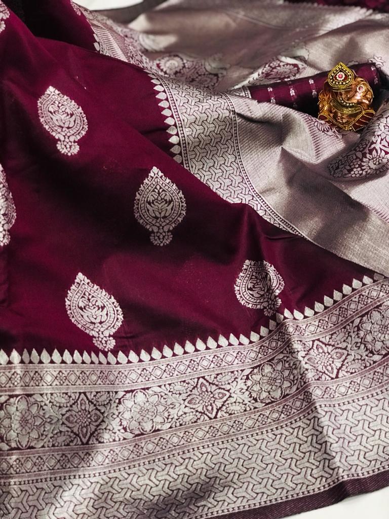 Banarsi Silk Saree with Zari Weaving Work