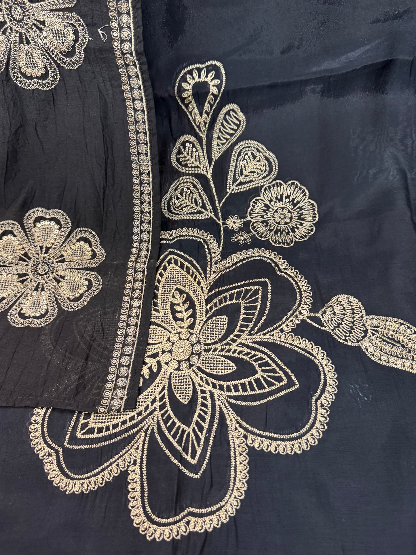 Mulmul Suit with Aari Work for Black Lovers