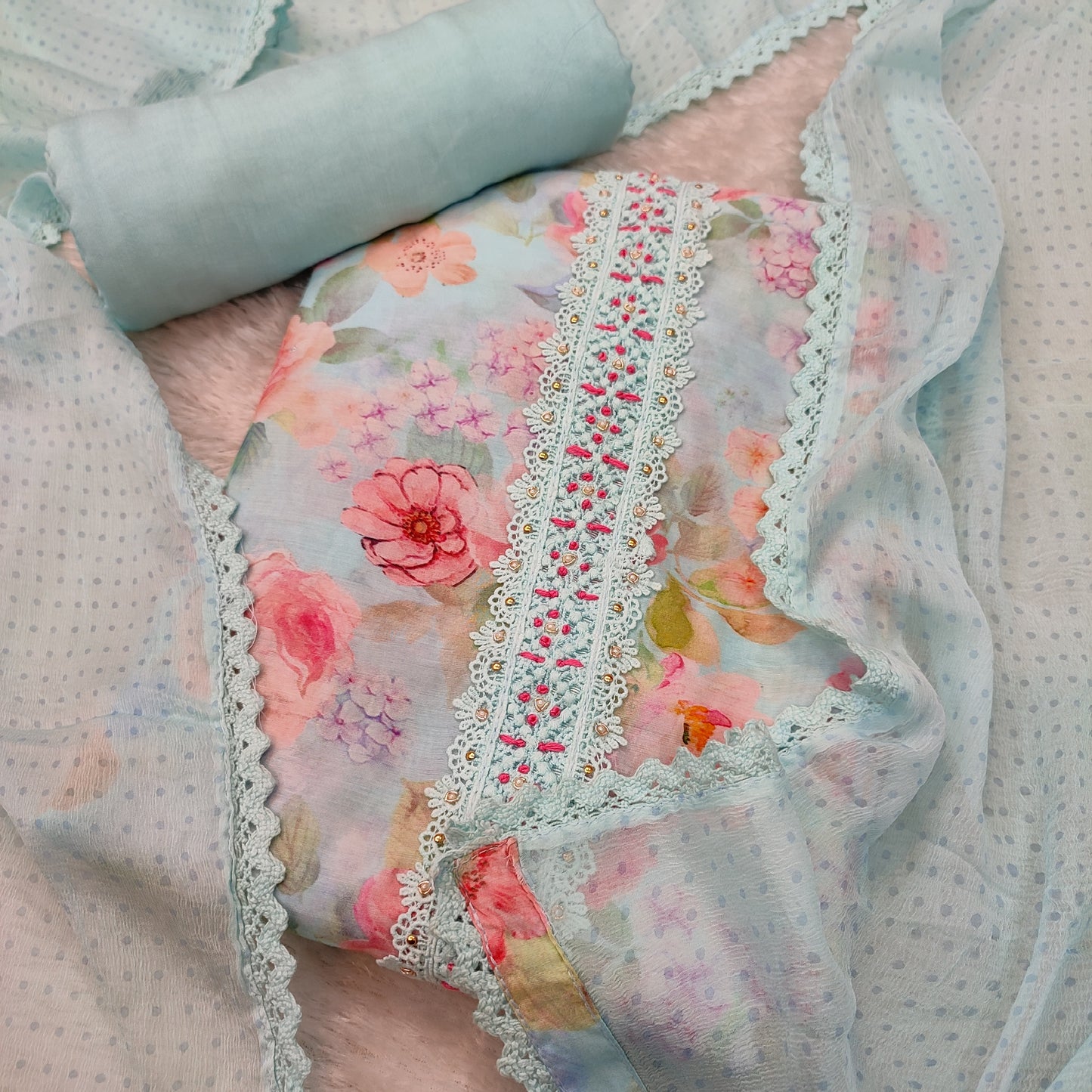 Muslin Cotton Party Wear Suit