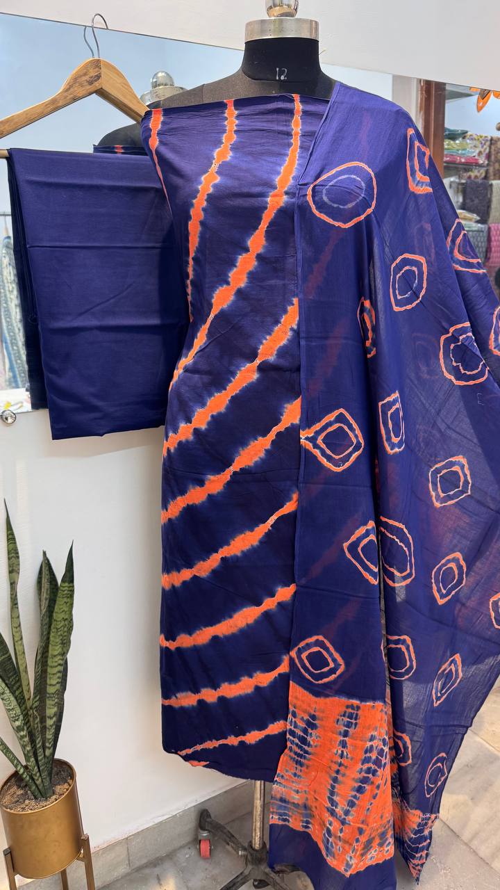 Jaipuri Hand Block Print Suit WIth Mulmul Dupatta