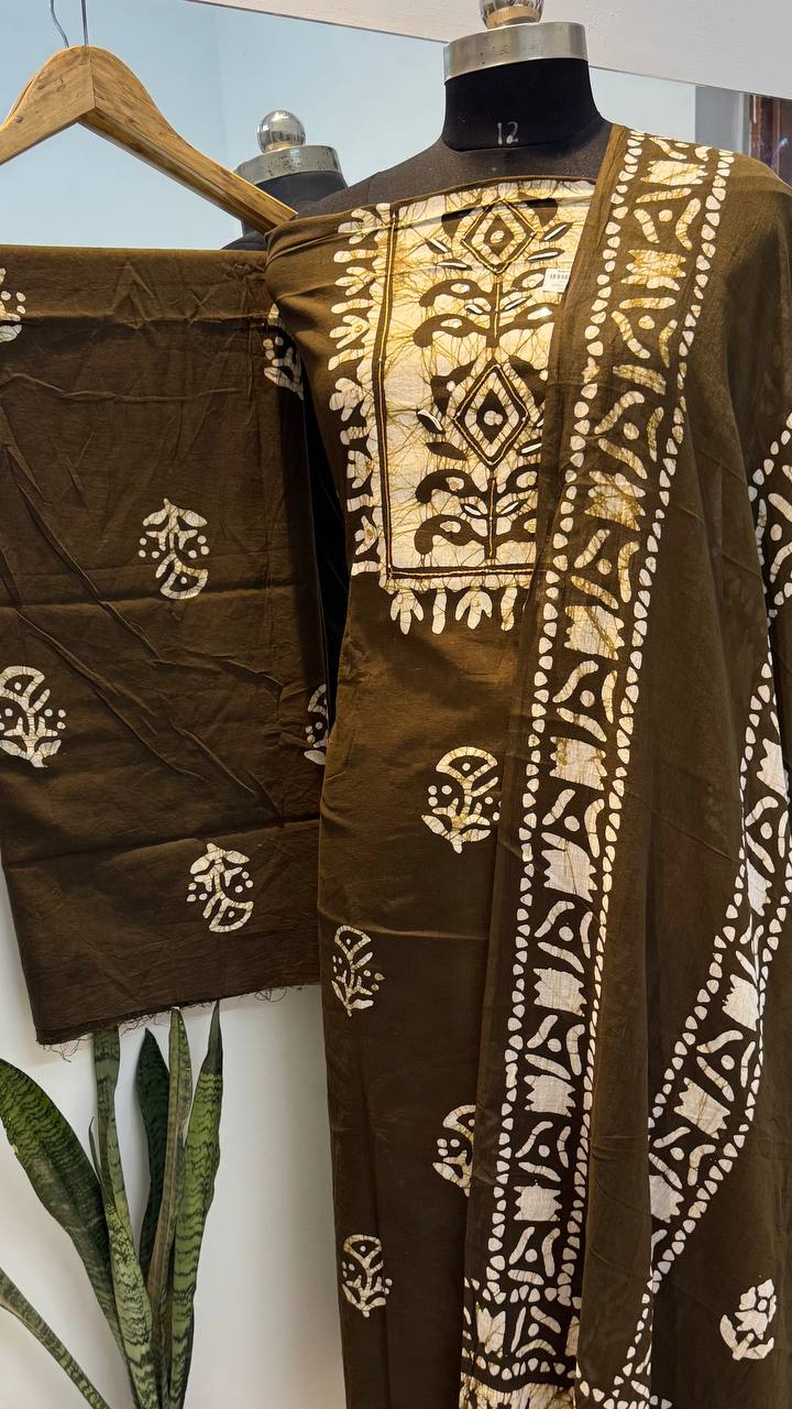 Embroidered & Batik Printed Cotton Suit