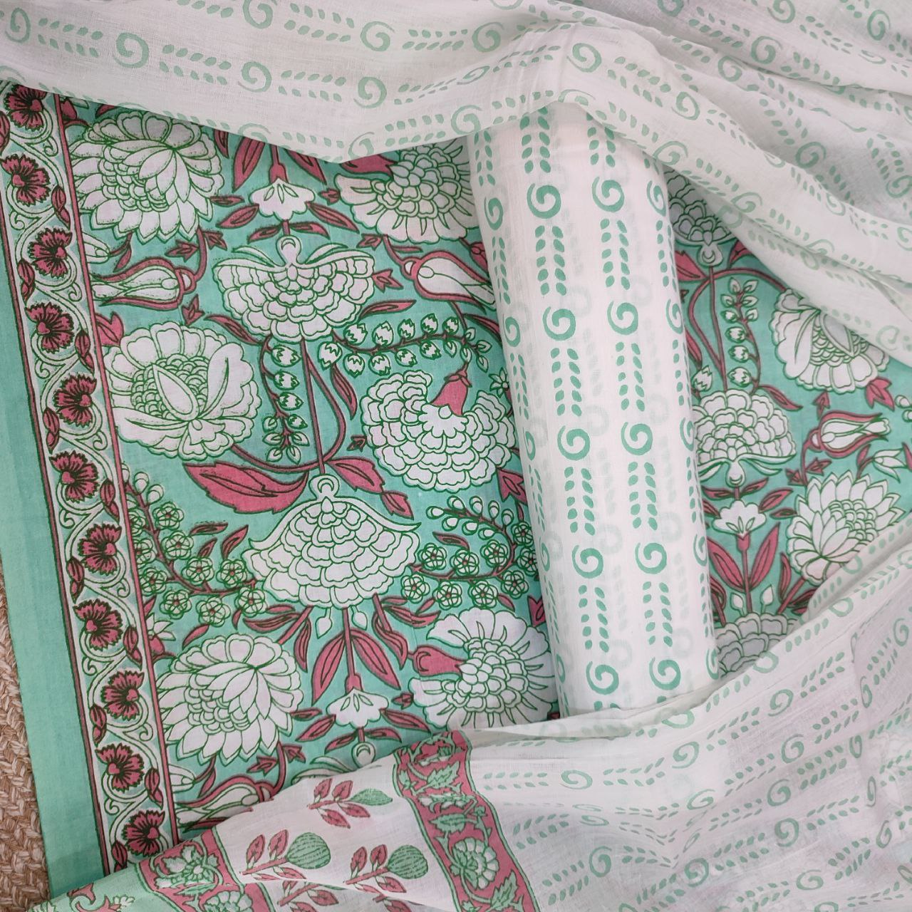 Jaipuri Cotton Suit With Cotton Dupatta