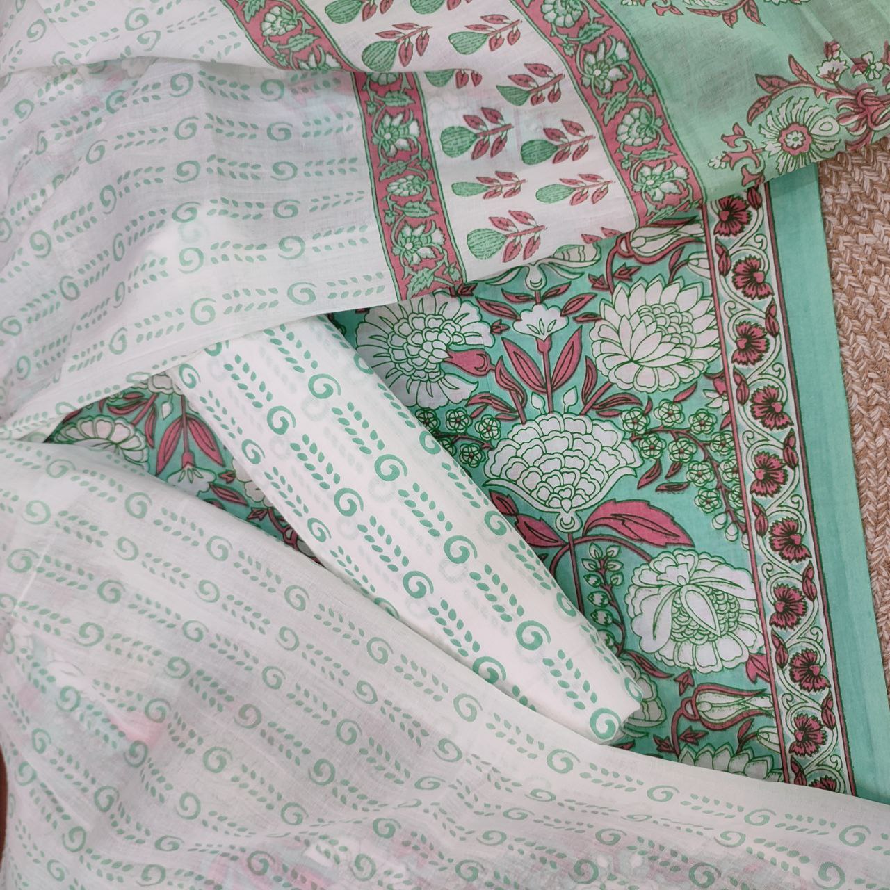 Jaipuri Cotton Suit With Cotton Dupatta