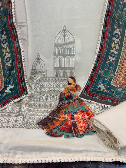 Hand Embroidered Shimmer Silk