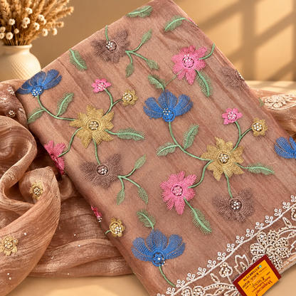 Premium Shimmer Tissue Suit with Multicolour Floral Embroidery & Designer Dupatta | Festive Wear for Women