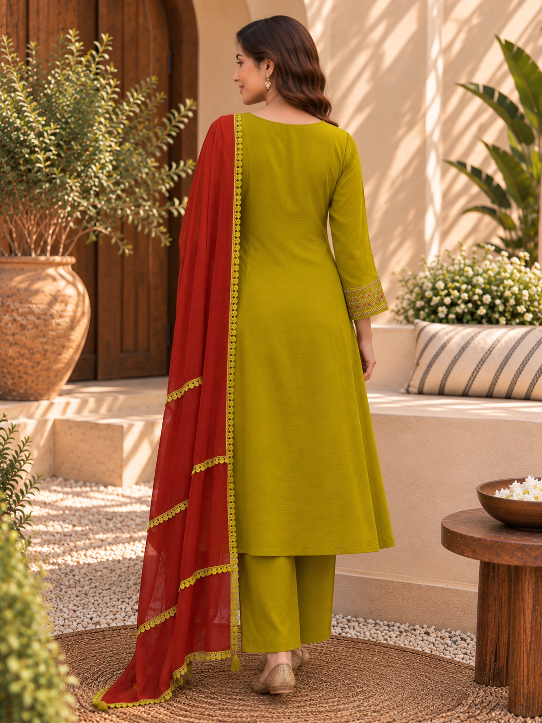A Line Soft Organza Silk 3 pc Suit