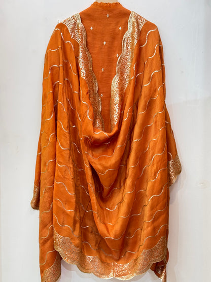 Embroidered Shimmer Silk Dress Material With Designer Dupatta (Unstitched)