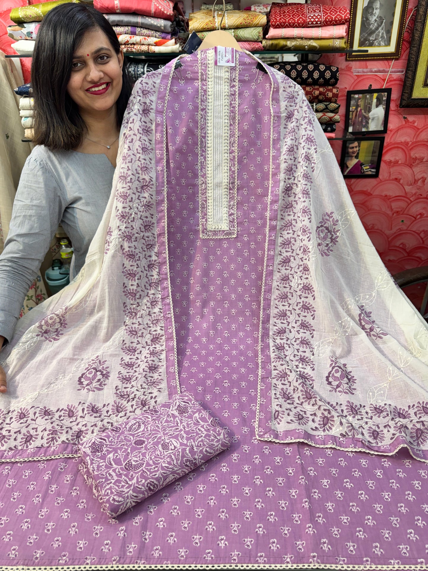 Pure Cotton Suit with Embroidered Dupatta