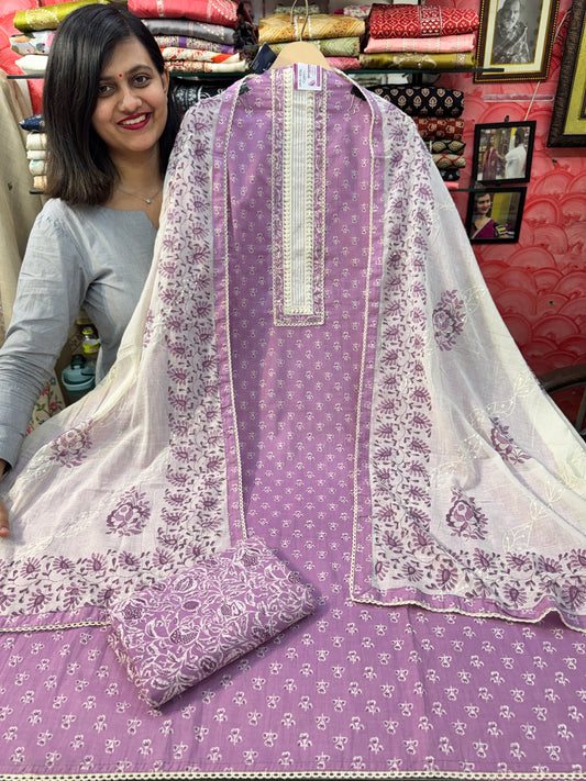 Pure Cotton Suit with Embroidered Dupatta
