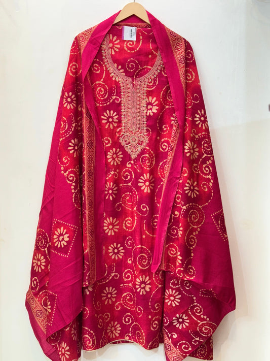 Karvachauth Special Red Pink Modal Silk Suit