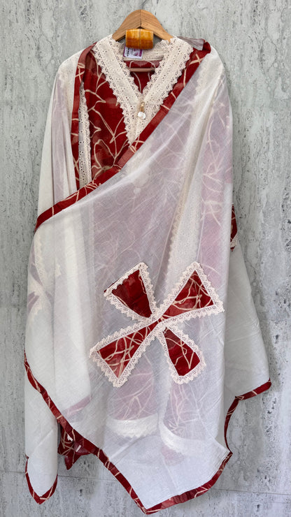 Pure Cotton Suit with Crochet Lace & Applique Work