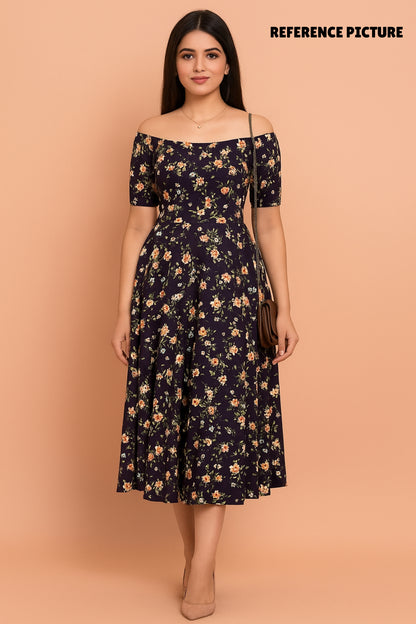 (Unstitched) Floral Printed Cotton Fabric for Dresses | Gowns (3.5Meter)