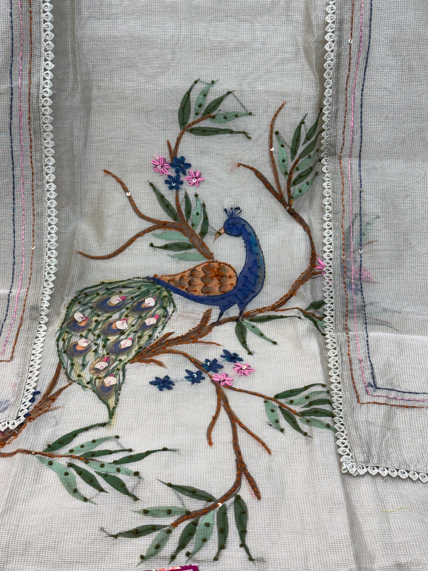 Embroidered Hand Painted Kota Doria Suit