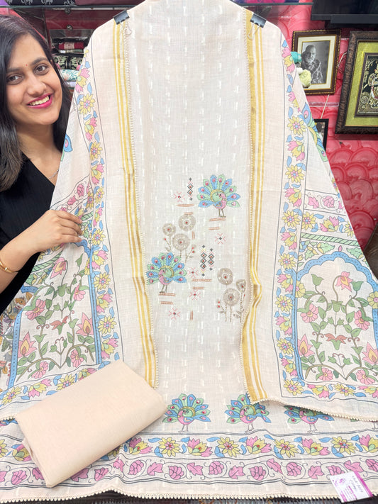 Shimmer Linen Embroidered Suit