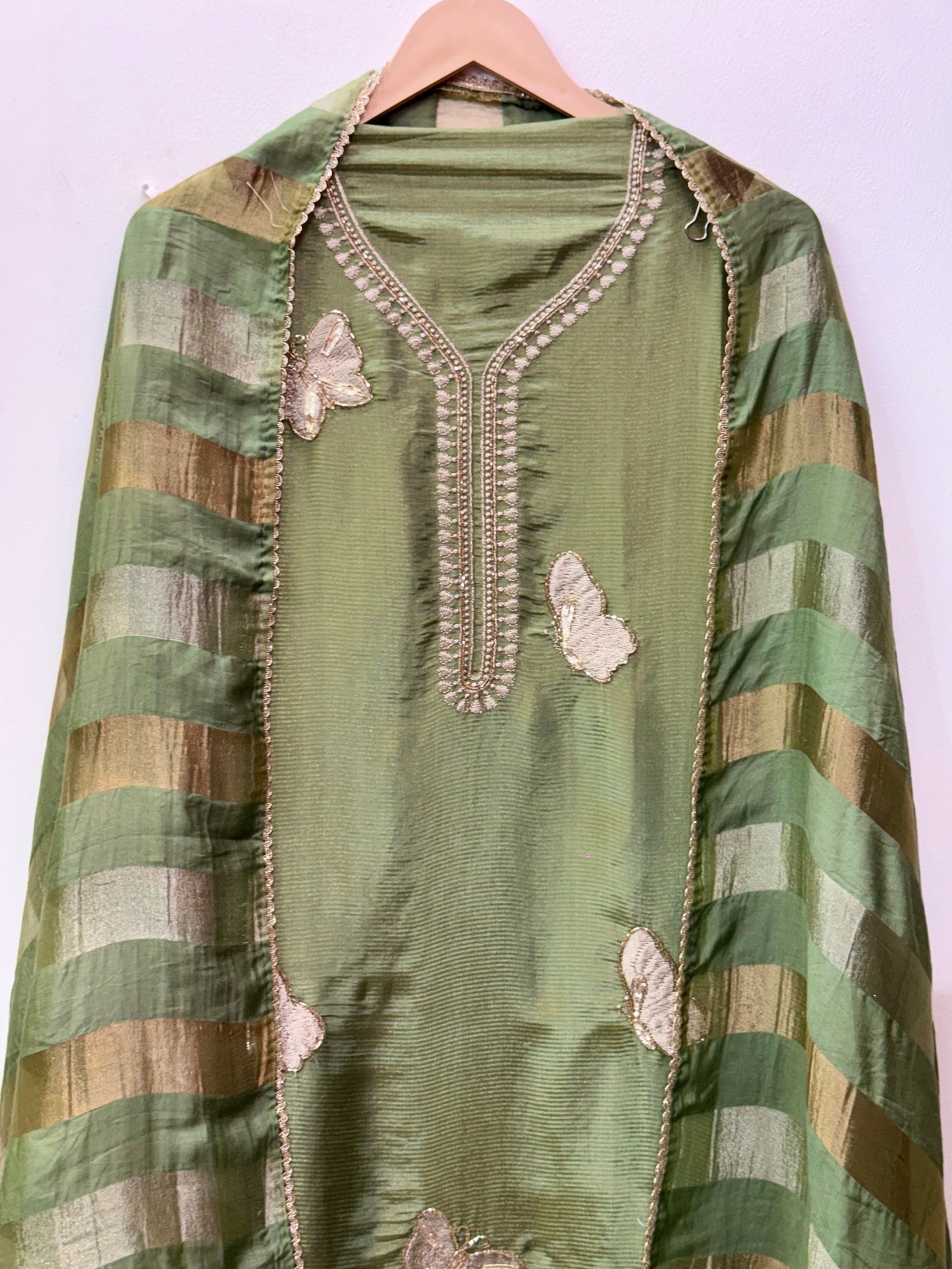 Butterfly Embroidered Soft Crush Suit