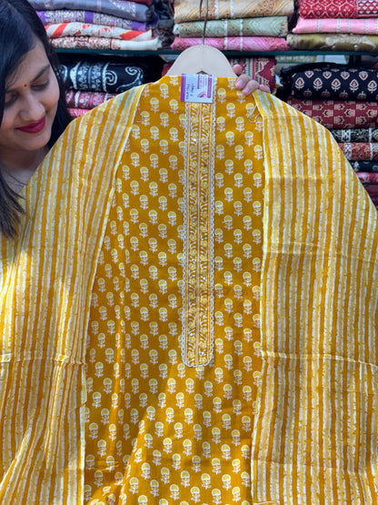 Cotton Suit with Designer Neck Patti