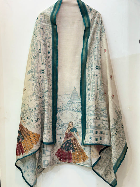 Beautiful Hand Embroidered Linen Suit