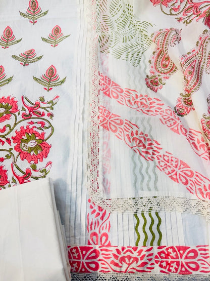 Beautiful Off White Cotton Suit Set