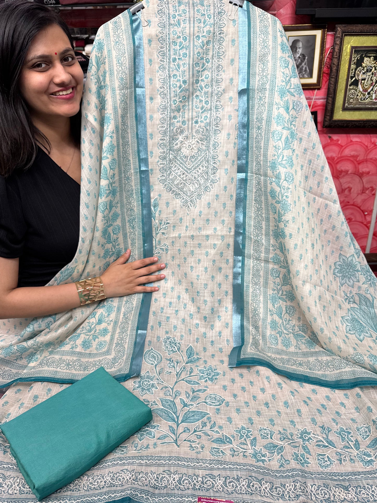 Embroidered Shimmer Kota Doria Suit