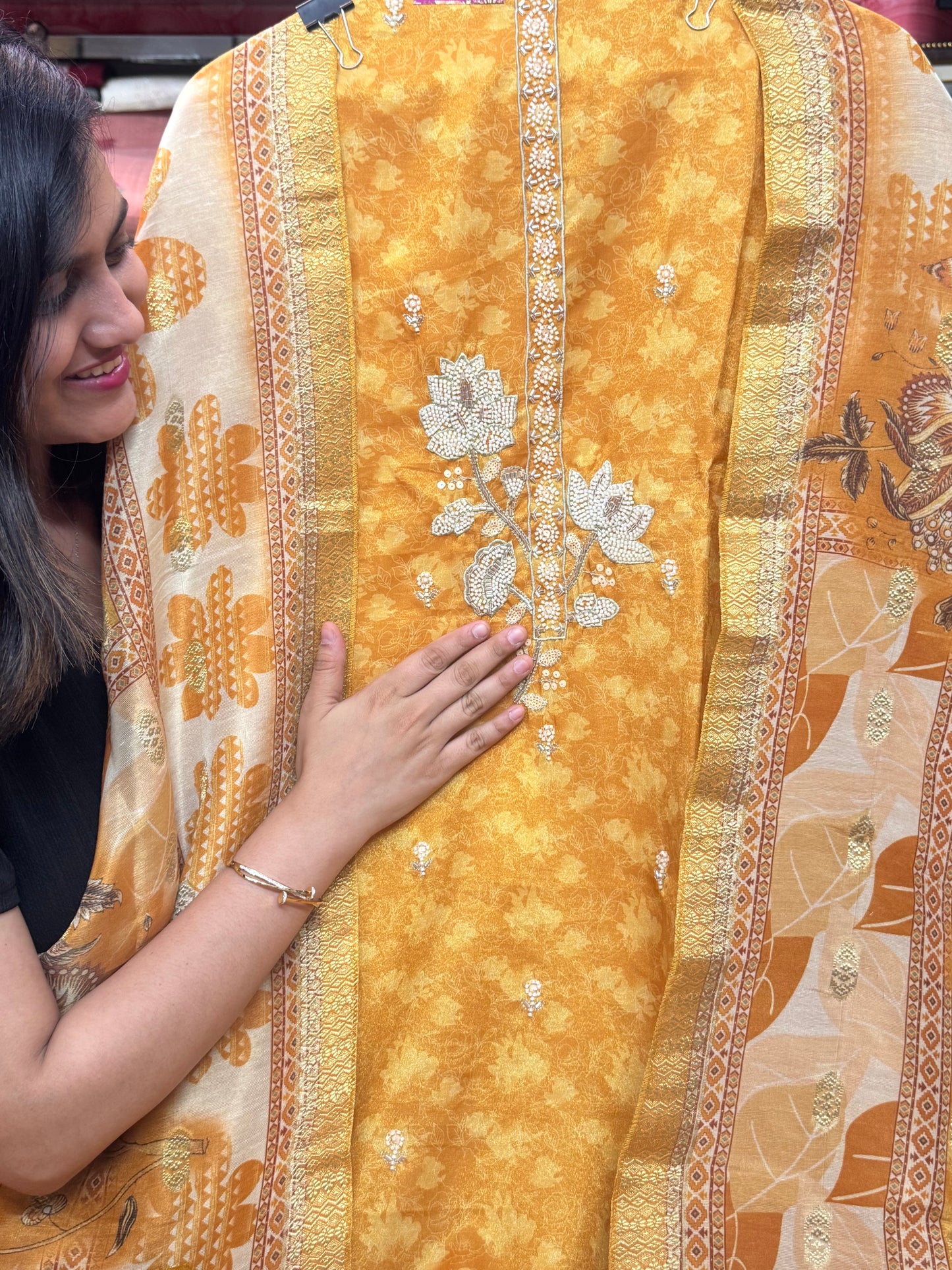 Hand Embroidered Shimmer Silk