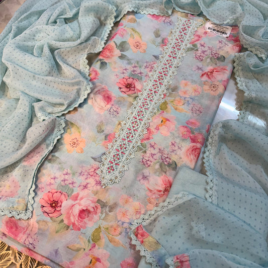 Muslin Cotton Party Wear Suit