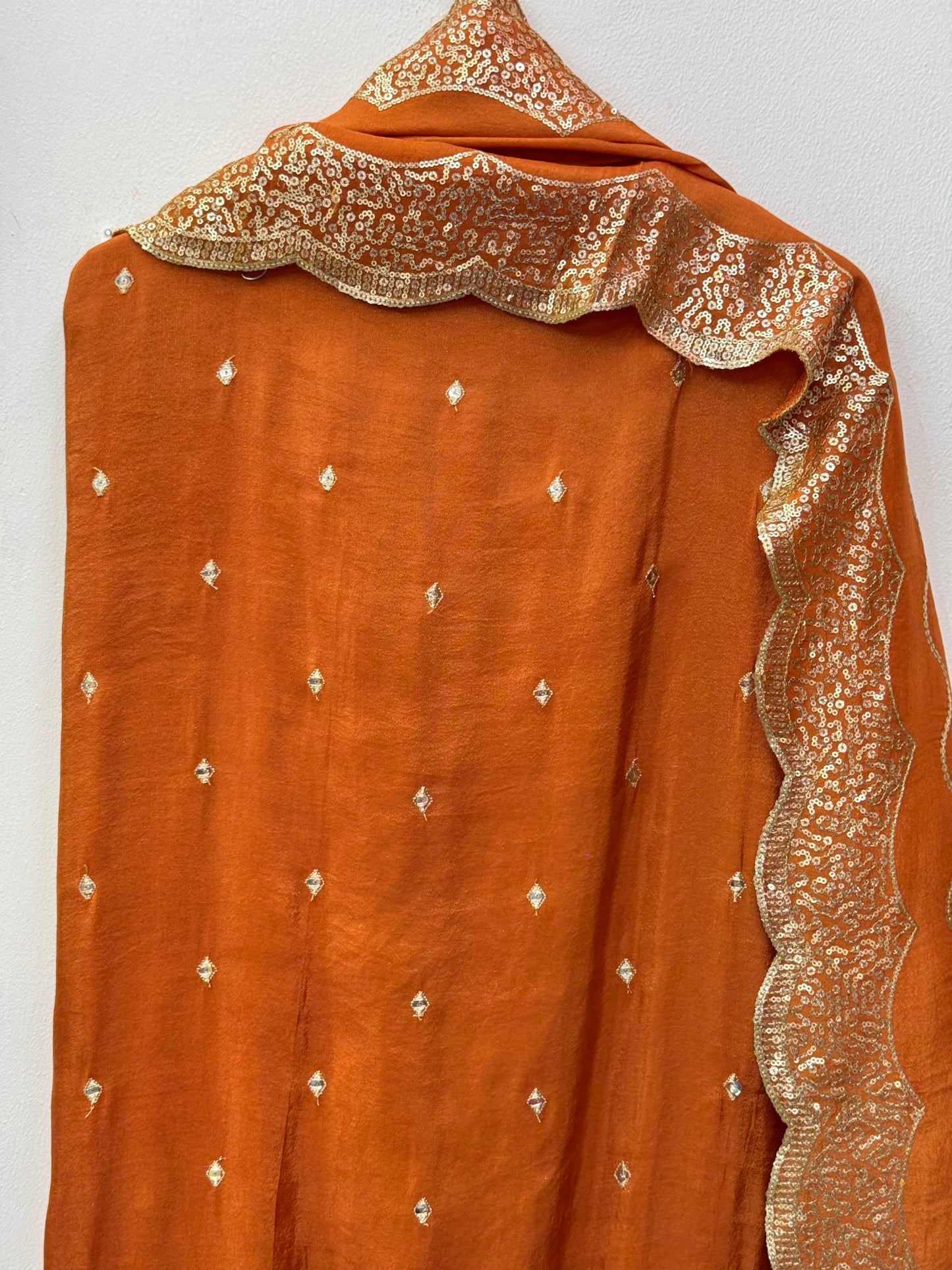 Embroidered Shimmer Silk Dress Material With Designer Dupatta (Unstitched)