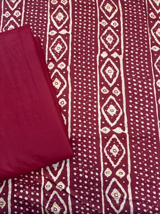 Pure Cotton Muslin Co-Ord Set Fabric upper Bottom Without Dupatta