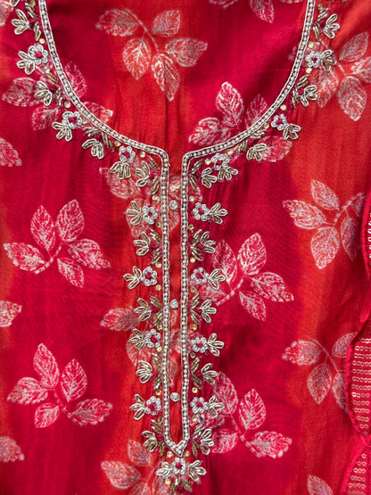 Karvachauth Special Deep Red Modal Silk Suit