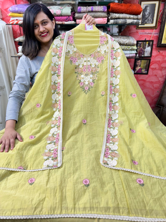 Mulmul Suit with Aari Work
