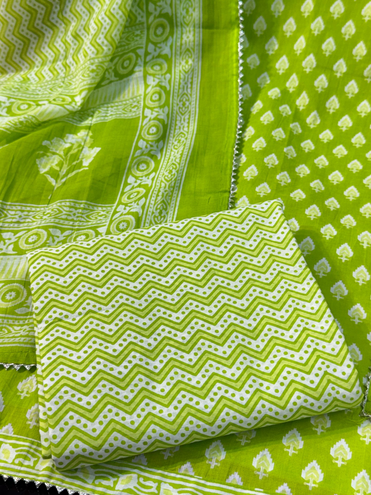 Jaipuri Hand Block Printed Gota work Suit
